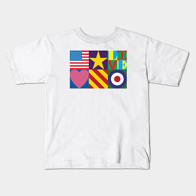 Pop Art Symbols - USA Kids T-Shirt by DAFTFISH